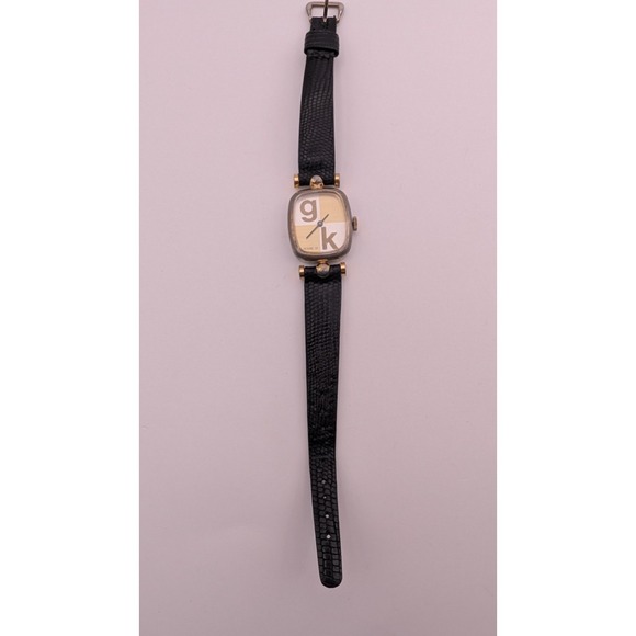 VTG Pedre Women 17 Jewel GoldTone Rectangle Dial Black Leather Watch New Battery